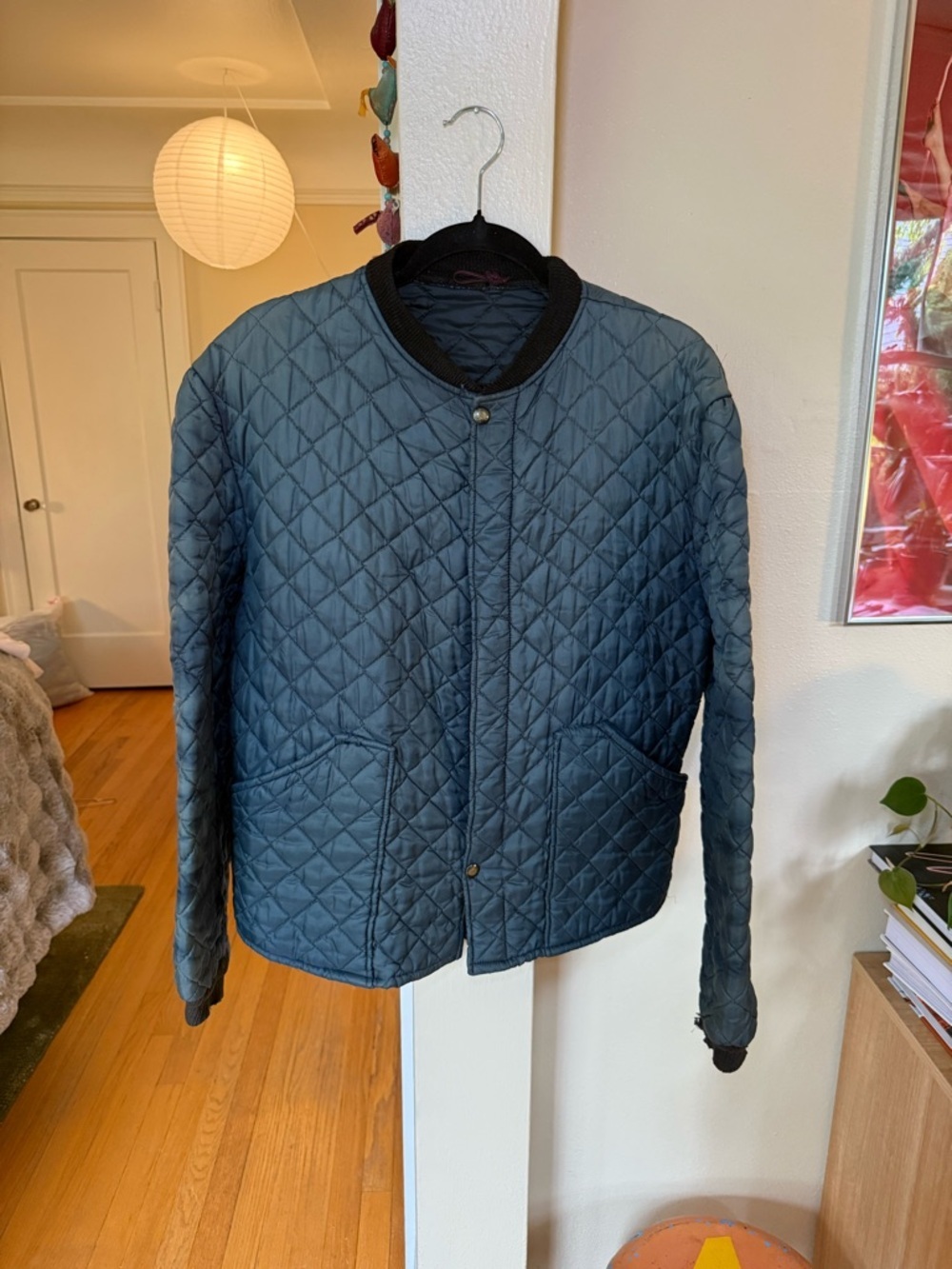 Vintage 50s Blue Quilted Zip-Up Liner Jacket